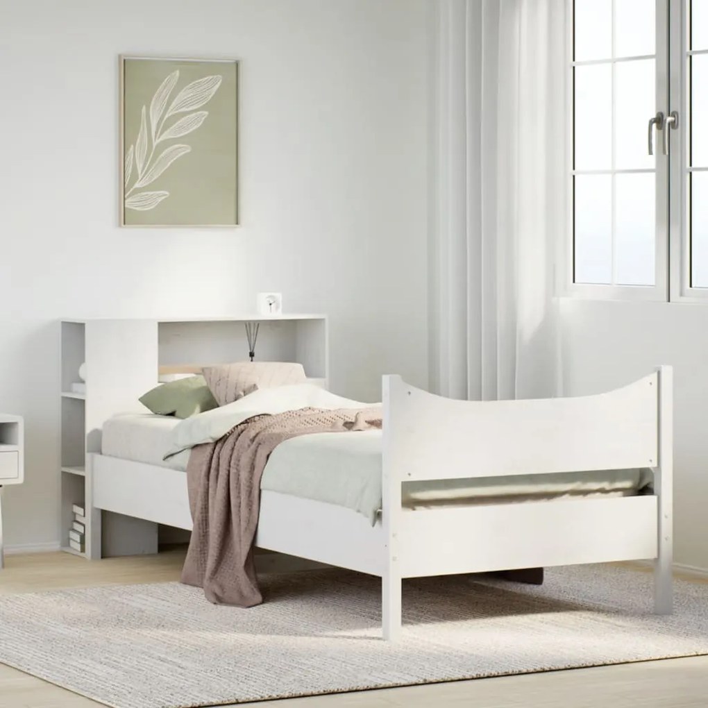 vidaXL Σκελετός Κρεβ. Χωρίς Στρώμα Λευκό 75x190 εκ Μασίφ Πεύκο
