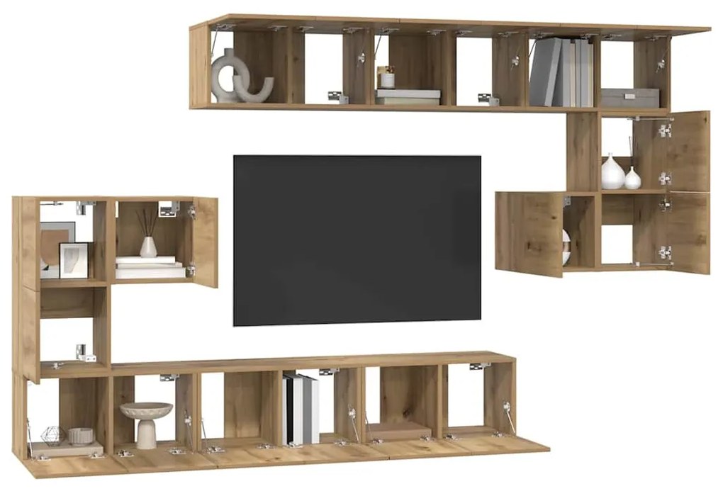 vidaXL Σετ επίπλου τηλεόρασης 10 pcs artisan δρυς 60 x 30 x 30 cm