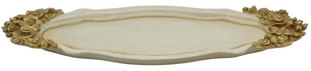 Διακοσμητικός Δίσκος 838608 35x12,5x2cm Beige-Gold Ankor Πολυέστερ