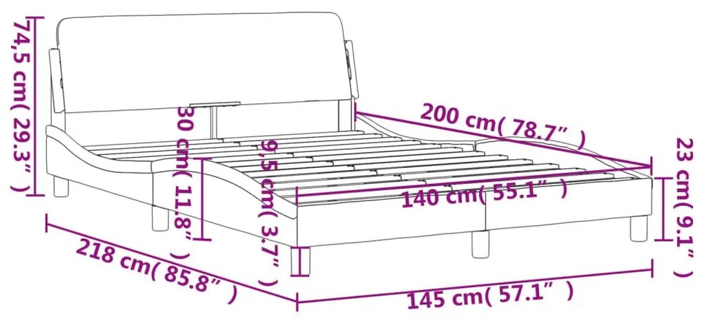 Σκελετός Κρεβατιού Χωρίς Στρώμα Taupe 140x200 εκ. Υφασμάτινο - Μπεζ-Γκρι