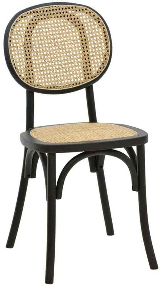 Καρέκλα Zoel 263-000031 45x52x82cm Black-Natural Rattan,Ξύλο