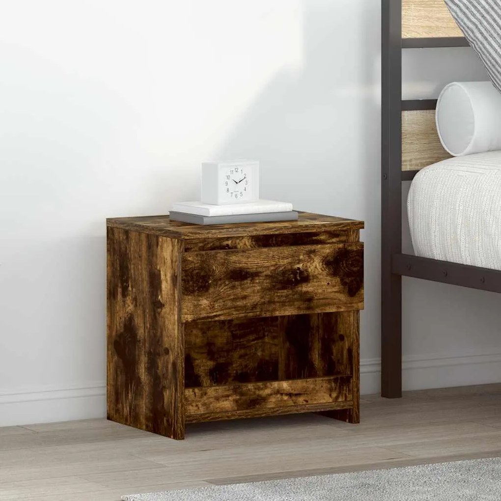 vidaXL Κομοδίνο Καπνιστή Δρυς 40 x 30 x 39 εκ. από Επεξεργασμένο Ξύλο
