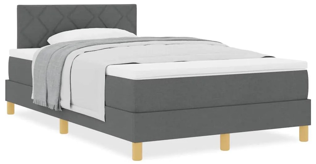 vidaXL Κρεβάτι box spring με στρώμα Σκούρο γκρι 120 x 200 cm ύφασμα