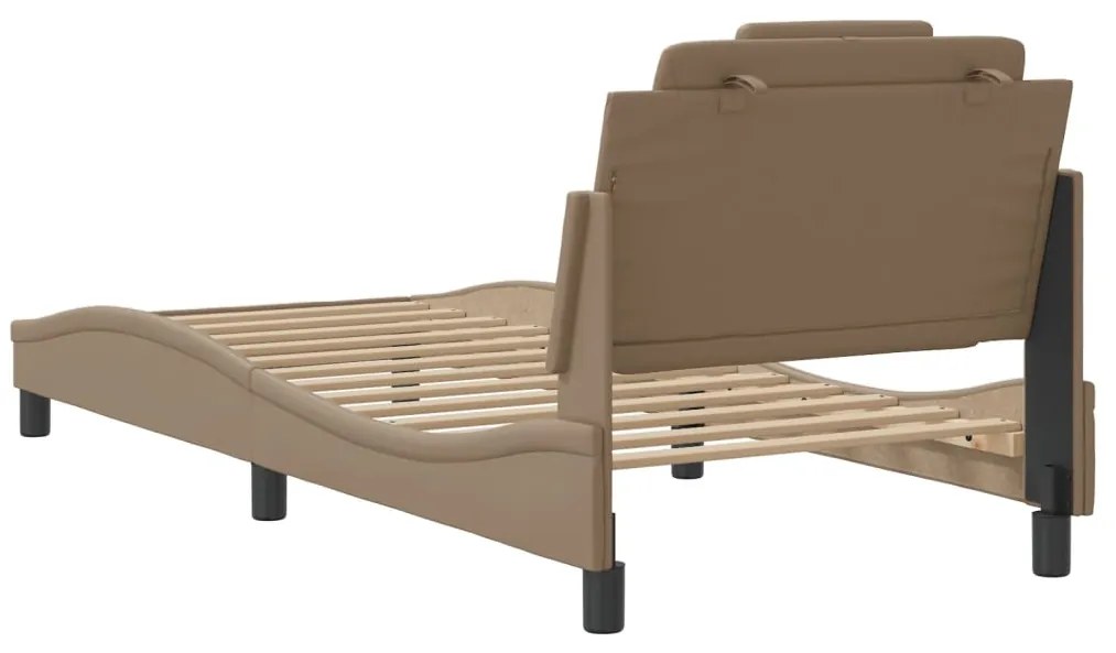 vidaXL Σκελετός Κρεβατιού Viana Χωρίς Στρώμα Καπουτσίνο 90x200 εκ. Συνθ. Δέρμα