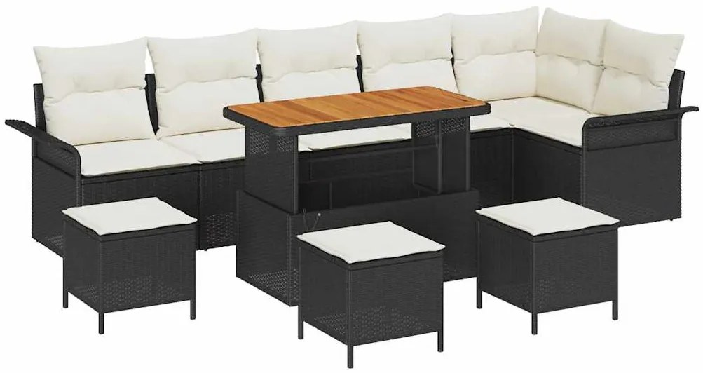 vidaXL Σετ Καναπέ Κήπου 10 pcs Μαύρο συνθετικό ρατάν