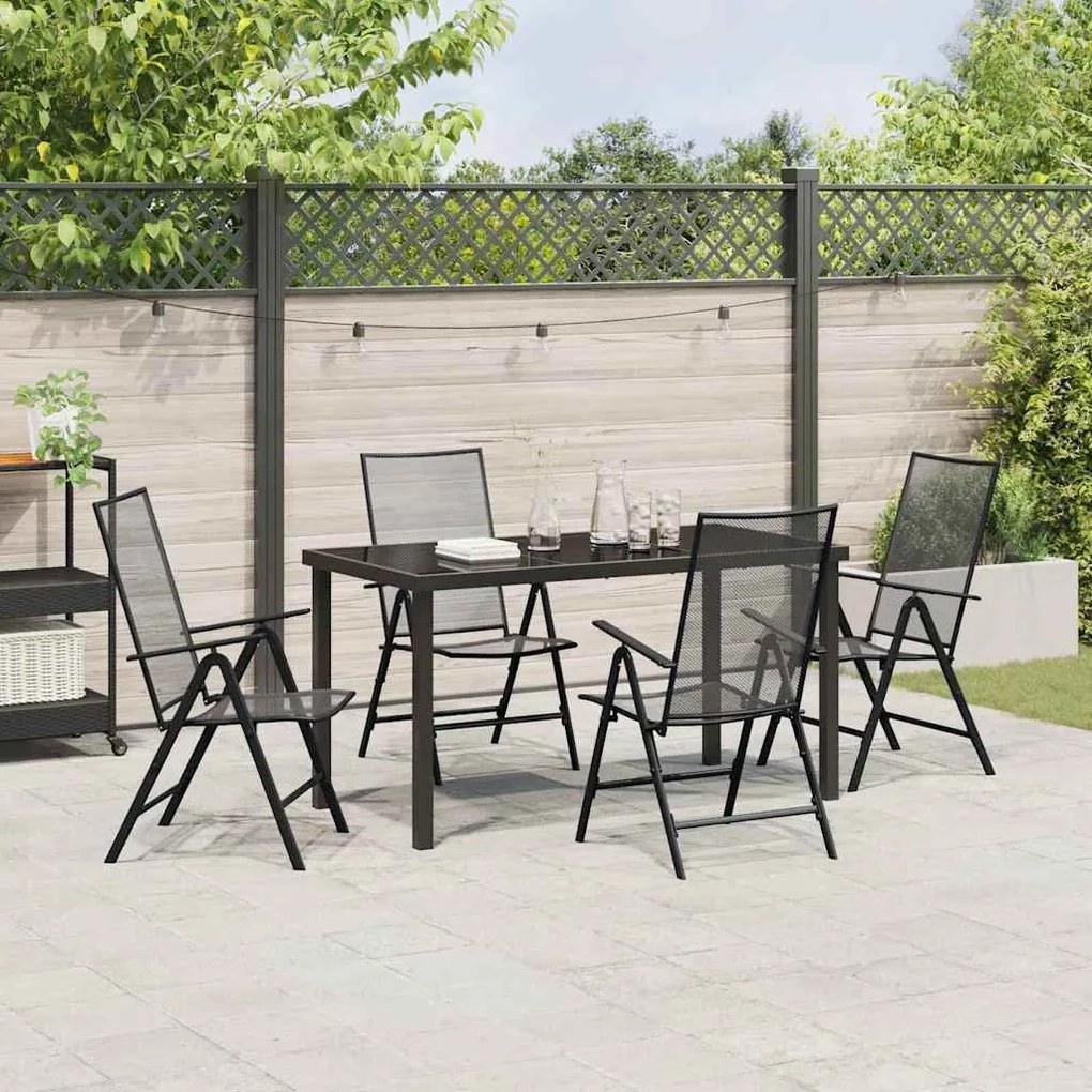 vidaXL Σέτ φαγητού για κήπο Πτυσσόμενος 5 pcs Ανθρακί Ατσάλι