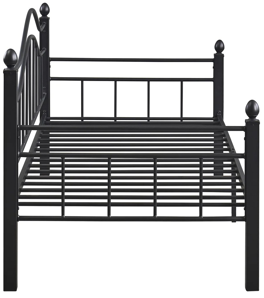 Καναπές Κρεβάτι ArteLibre PECOS Μαύρο Μέταλλο Για Στρώμα 90x190cm