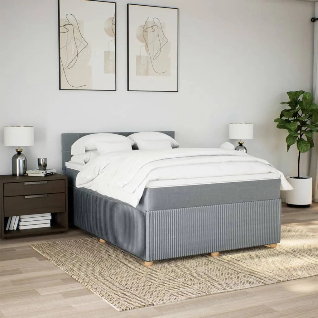 vidaXL Κρεβάτι Boxspring με Στρώμα Αν. Πράσινο 160x200εκ Υφασμάτινο