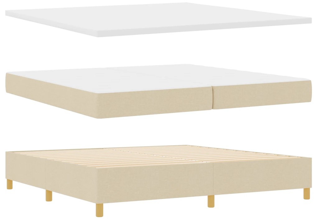 vidaXL κρεβάτι Box Spring με στρώμα Κρεμ 200x200 εκ. Υφασμάτινο