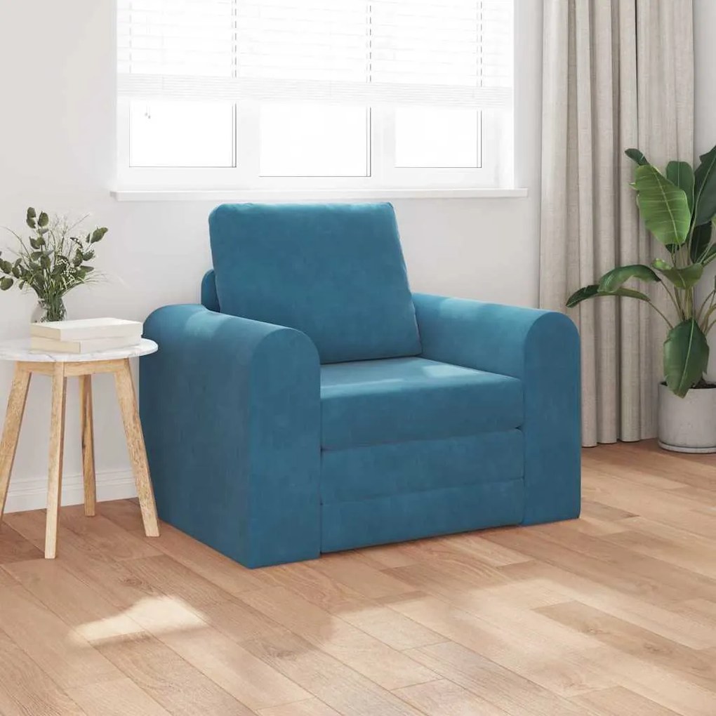 vidaXL Καναπές Κρεβάτι 2 σε 1 Μπλε 98x71x83 εκ. Βελούδο