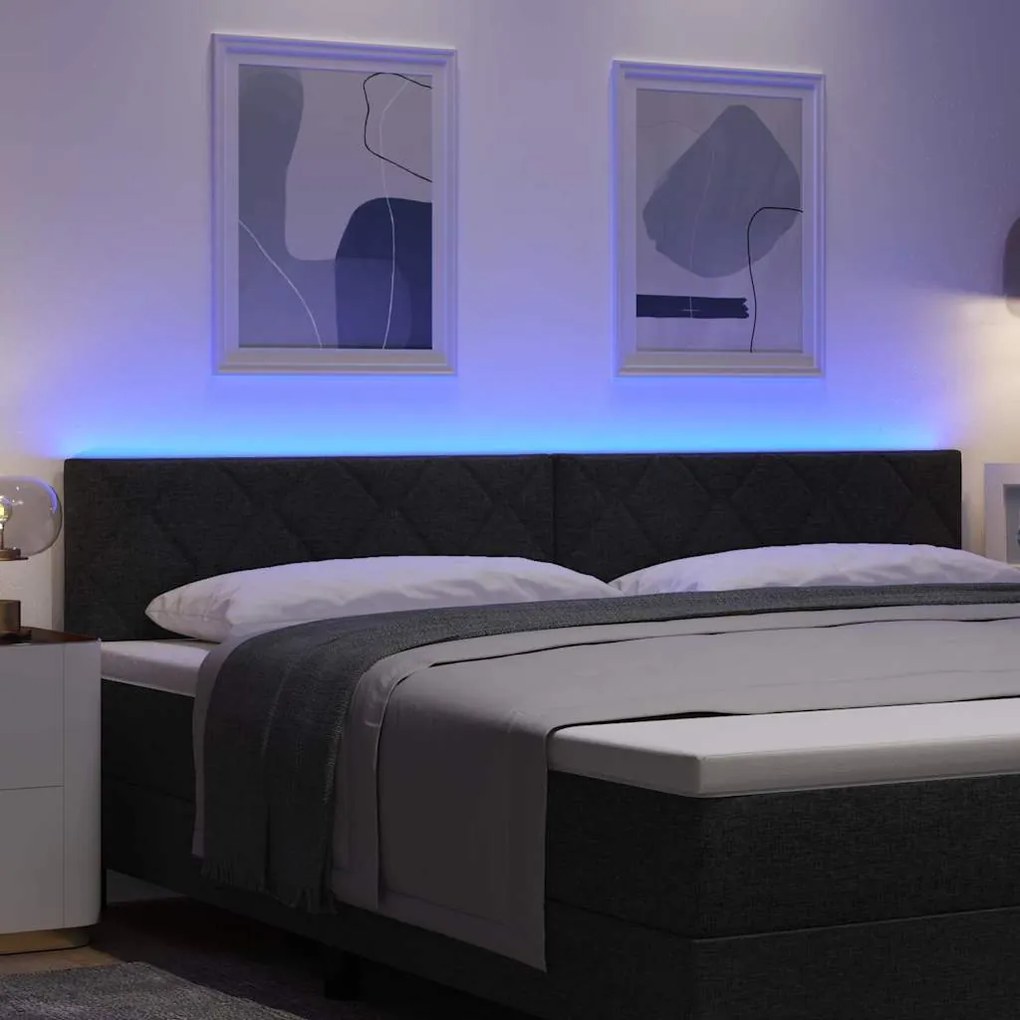 vidaXL Κεφαλάρι με φώτα λωρίδας LED με κεφαλάρι Μαύρο 200 cm ύφασμα