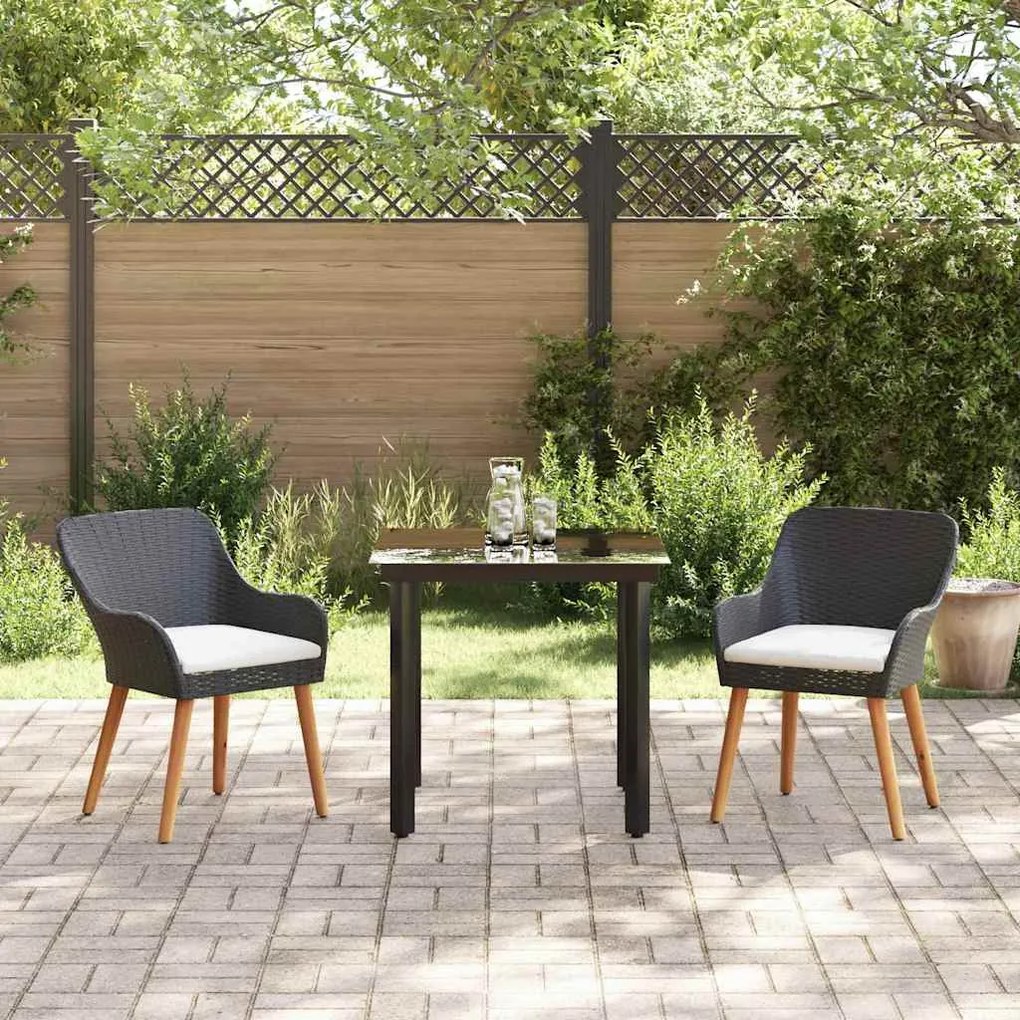 vidaXL Σέτ κήπου 3 τεμαχίων, μαύρου πολυ rattan