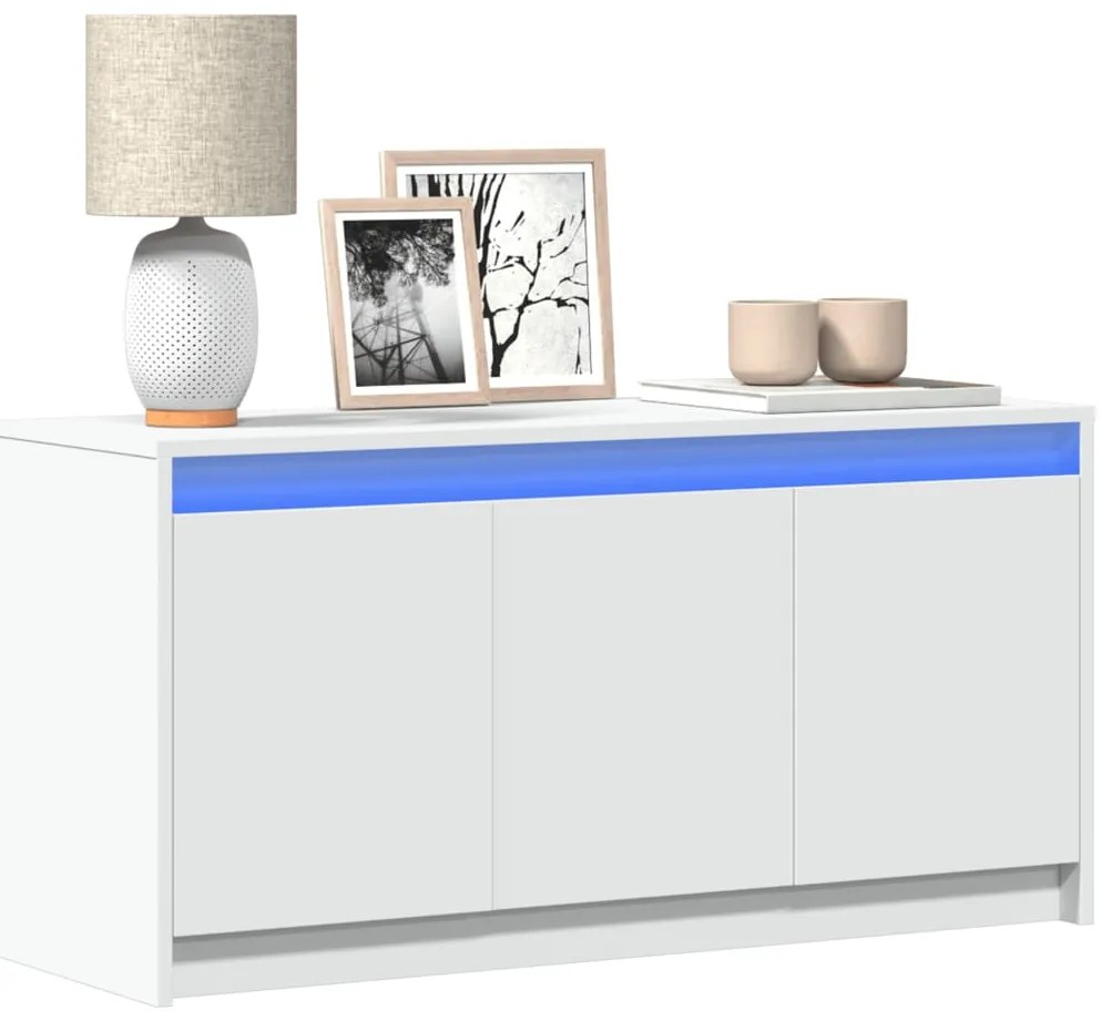vidaXL Έπιπλο Τηλεόρασης με LED Λευκό 100x34x50 εκ. από Επεξ. Ξύλο