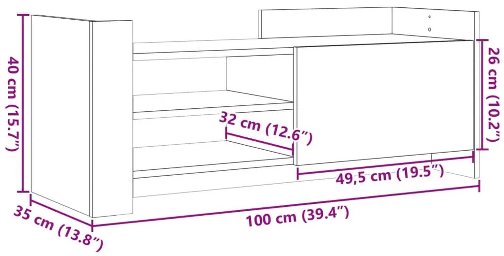 ΈΠΙΠΛΟ ΤΗΛΕΟΡΑΣΗΣ ΓΚΡΙ SONOMA 100X35X40 ΕΚ. ΑΠΟ ΕΠΕΞΕΡΓ. ΞΥΛΟ 848379