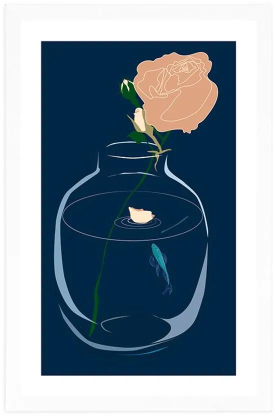 Αφίσα με παρπαστού Ρομαντικό λουλούδι σε βάζο - 20x30 black