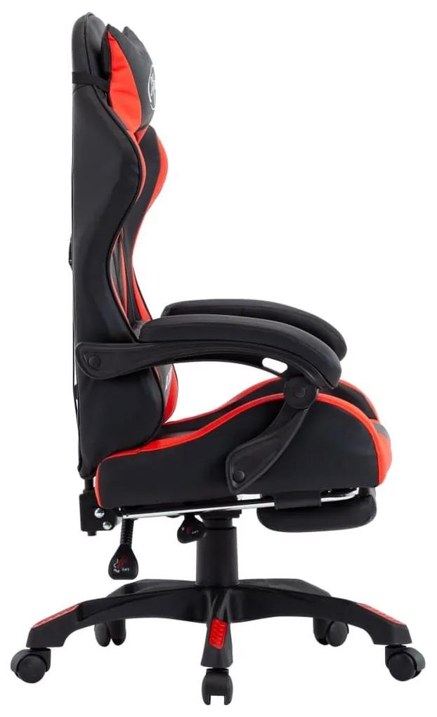 Καρέκλα Racing με Υποπόδιο Κόκκινη/Μαύρη από Συνθετικό Δέρμα - Κόκκινο