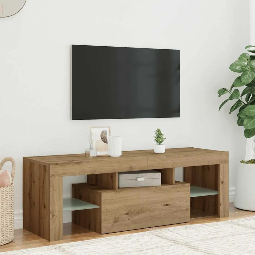 vidaXL Έπιπλο Τηλεόρασης με LED Αρτισιανή Δρυς 120x36,5x40εκ Επεξ.Ξύλο