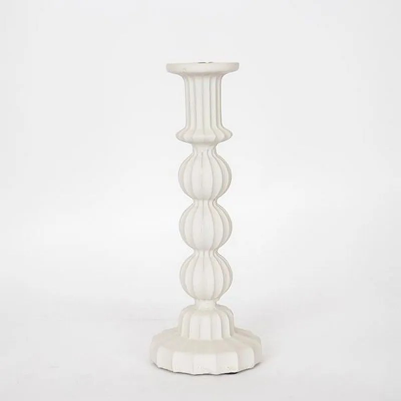 Κηροπήγιο Κεραμικό 752-25023 11.5x11.5x30cm Ecru Estheti Home Κεραμικό