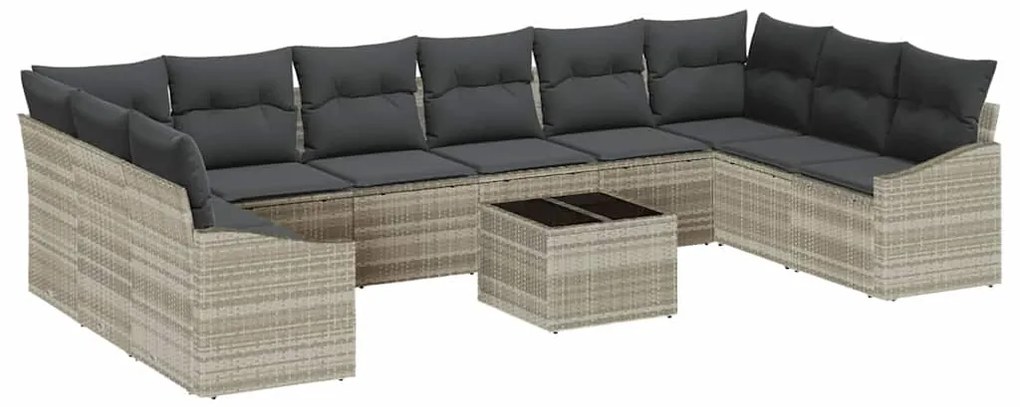 vidaXL Σέτ φαγητού για κήπο με μαξιλάρι 11 pcs Ανοιχτό γκρι