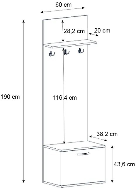 Έπιπλο εισόδου Track Megapap χρώμα καρυδί 60x38,2x190εκ.