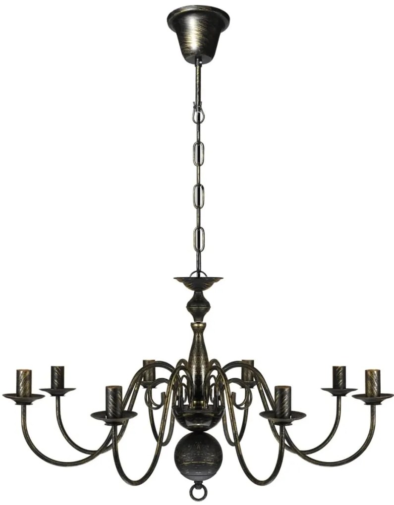 Πολυέλαιος Αντικέ Μαύρος Μεταλλικός για 8 x E14 Λαμπτήρες