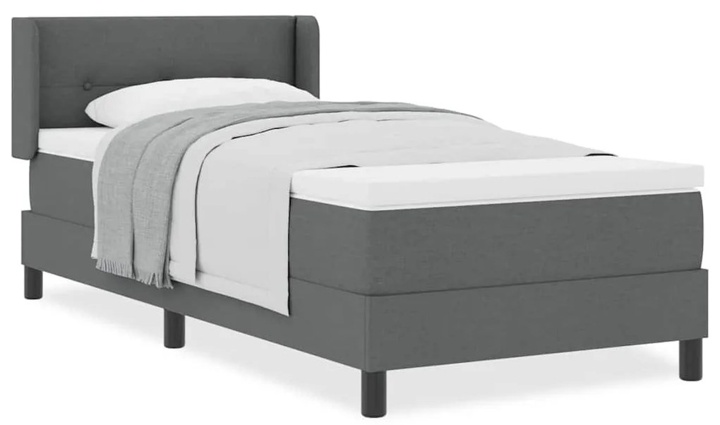 vidaXL Κρεβάτι Box Spring με Ματ σε Σκούρο Γκρι 90x190 εκ