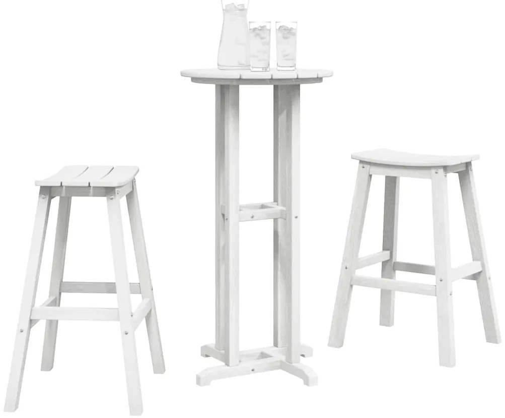 vidaXL Σετ Μπαρ Κήπου 3 pcs Λευκό HDPE