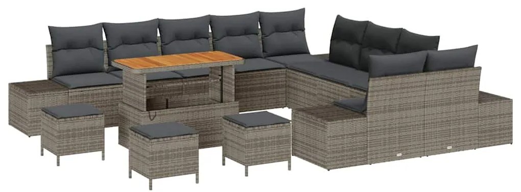 vidaXL Σετ Καναπέ Κήπου με μαξιλάρι 13 pcs Ανοιχτό Γκρι, Σκούρο Γκρι