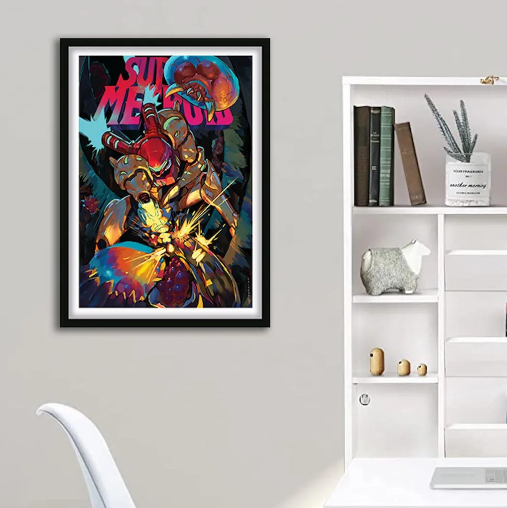 Πόστερ &amp; Κάδρο Super Metroid GM034 30x40cm Μαύρο Ξύλινο Κάδρο (με πόστερ)