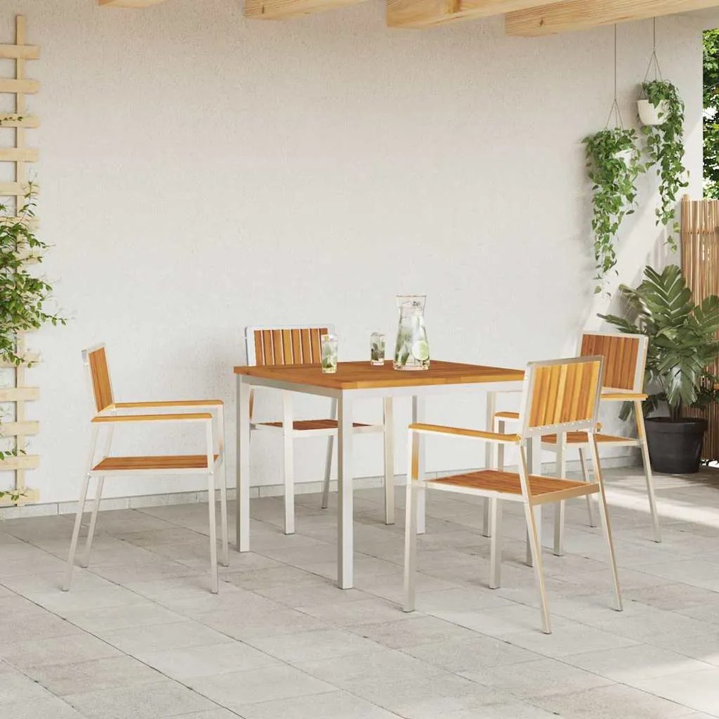 vidaXL Καρέκλα Κήπου 4 pcs Καφέ 56 x 54.5 x 87 εκ. Μασίφ ξύλο ακακίας