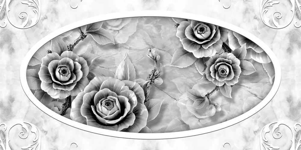 Εικόνα ενός πέτρινου τριαντάφυλλου σε μαύρο & άσπρο - 100x50