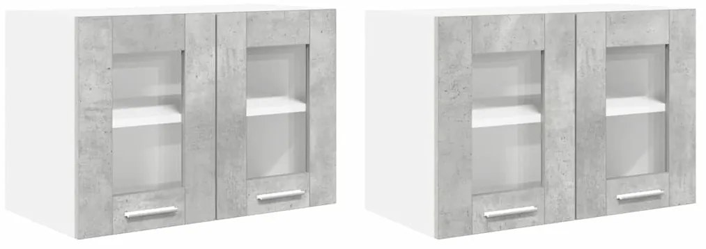 vidaXL Κρεμαστό ντουλάπι με πόρτα 2 pcs Σκυρόδεμα Γκρι 60 x 31 x 40 εκ