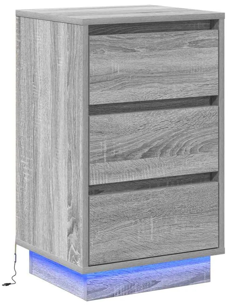 vidaXL Κομοδίνο με συρτάρι Γκρι 39 x 34.5 x 65 εκ. Επεξεργασμένο ξύλο