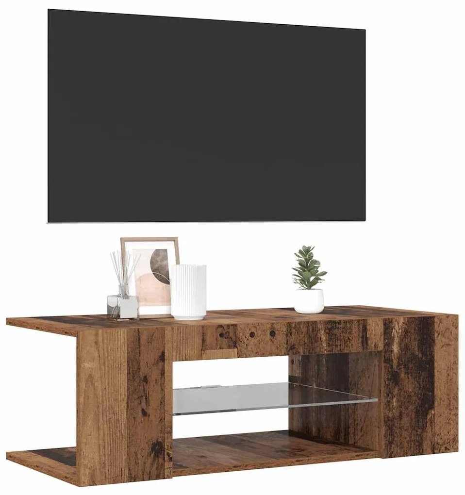 vidaXL Έπιπλο Τηλεόρασης LED Όψη Παλαιού Ξύλου 90x39x30 εκ. Επεξ. Ξύλο