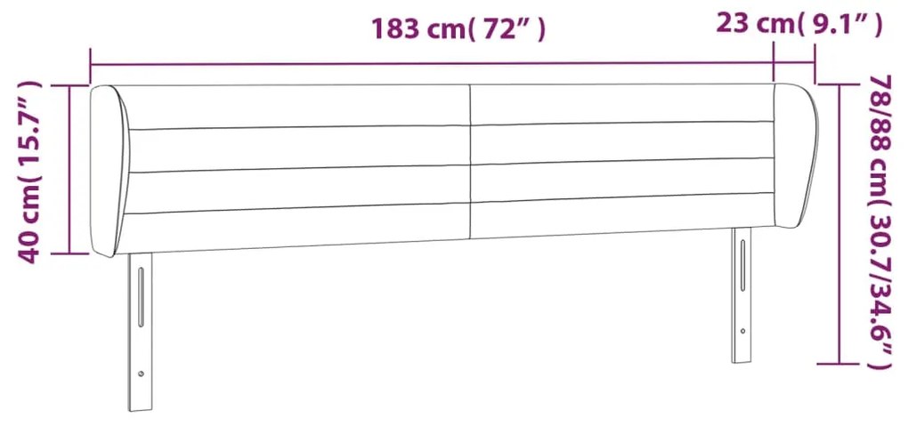Κεφαλάρι με Πτερύγια Ανοιχτό Γκρι 183x23x78/88 εκ. Υφασμάτινο 3117298