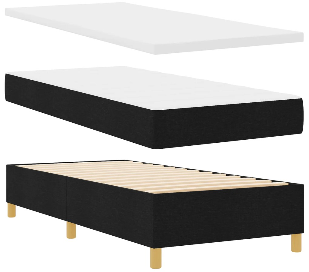 vidaXL Κρεβάτι Box Spring με Στρώμα & LED Μαύρο 80x200 εκ Υφασμάτινο