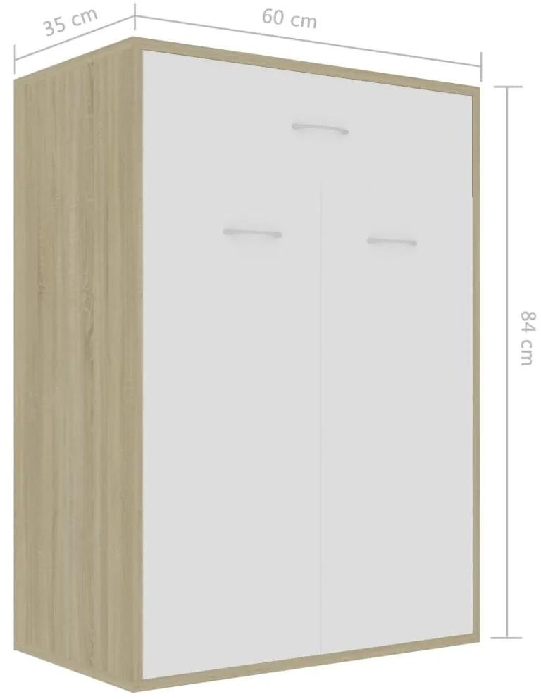 Παπουτσοθήκη Λευκή / Sonoma Δρυς 60 x 35 x 84 εκ. Μοριοσανίδα - Μπεζ