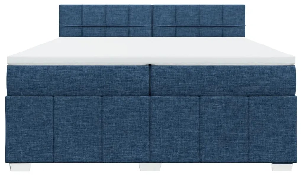 vidaXL Κρεβάτι Boxspring με Στρώμα Μπλε 200x200 εκ. Υφασμάτινο