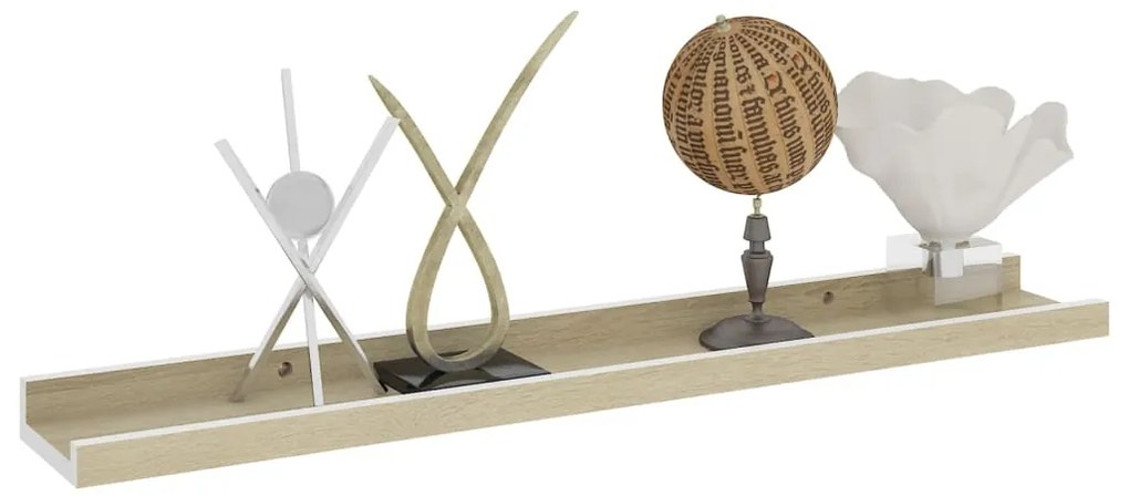 vidaXL Ράφια Τοίχου 2 τεμ. Λευκό και Sonoma Δρυς 60 x 9 x 3 εκ.