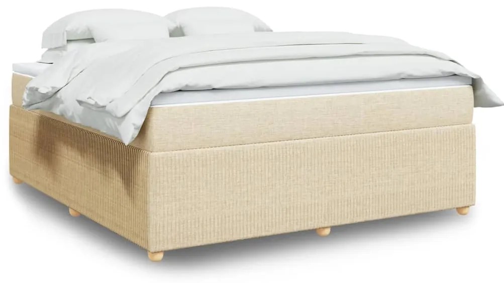 vidaXL Κρεβάτι Boxspring με Στρώμα Κρεμ 180x200 εκ. Υφασμάτινο