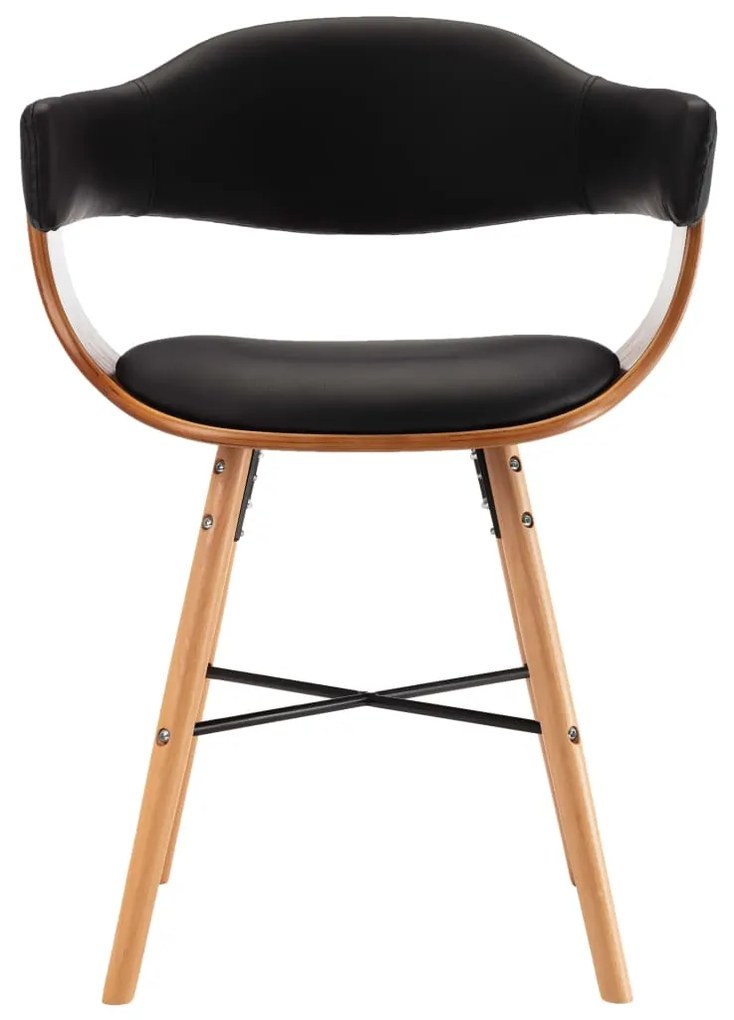 vidaXL Καρέκλες Τραπεζαρίας 2 τεμ. Μαύρες Συνθετικό Δέρμα/Λυγισμ. Ξύλο