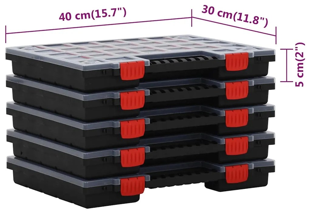 vidaXL Κουτιά Ταξινόμησης 5 τεμ. 40 x 30 x 5 εκ. από Πολυπροπυλένιο