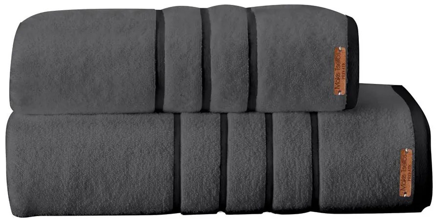 Makis Tselios Home Σετ Πετσέτες Μπάνιου 2τμχ Private Steel Gray Βάρους 600gr/m²