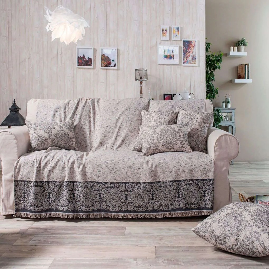 Ριχτάρι Firenze 09 Dark Grey Teoran Διθέσιο 180x250cm Cotton-Polyester