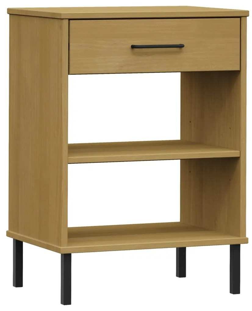 vidaXL Κομοδίνο OSLO Καφέ από Μασίφ Ξύλο Πεύκου με Μεταλλικά Πόδια