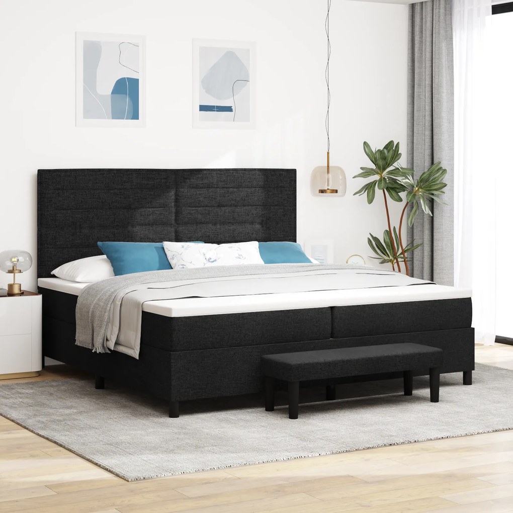 vidaXL Κρεβάτι με ελατήρια με στρώμα Μαύρο 200 x 200 cm ύφασμα