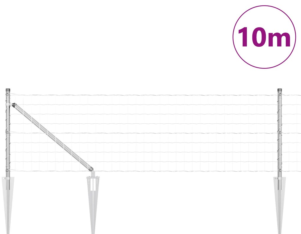 vidaXL Φράχτης  με 7 Στήλες 0.4x10 μ Γαλβανισμένο Ατσάλι