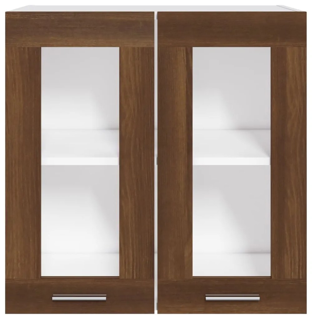 vidaXL Κρεμαστό Γυάλινο Ντουλάπι "Lyon" Καφέ Δρυς 60x31x60 εκ. από Τεχνητό Ξύλο