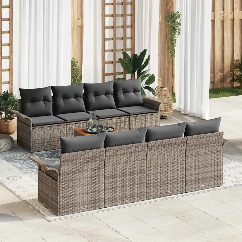 vidaXL Σετ Καναπέ Κήπου 9 pcs Γκρι Πολυ ράταν