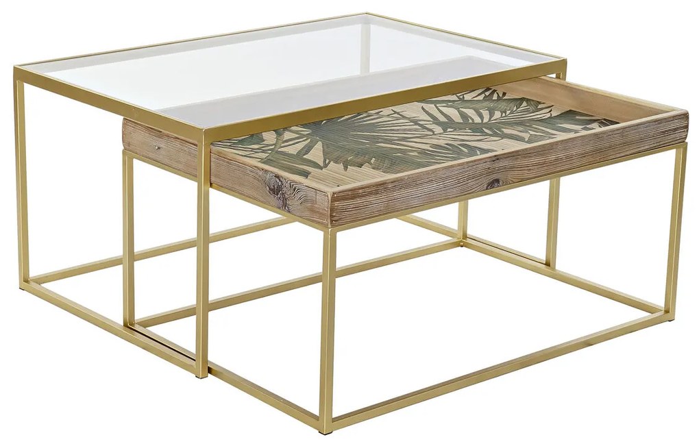 Τραπεζάκι Καφέ DKD Home Decor Χρυσό Φυσικό 90 x 60 x 45 cm